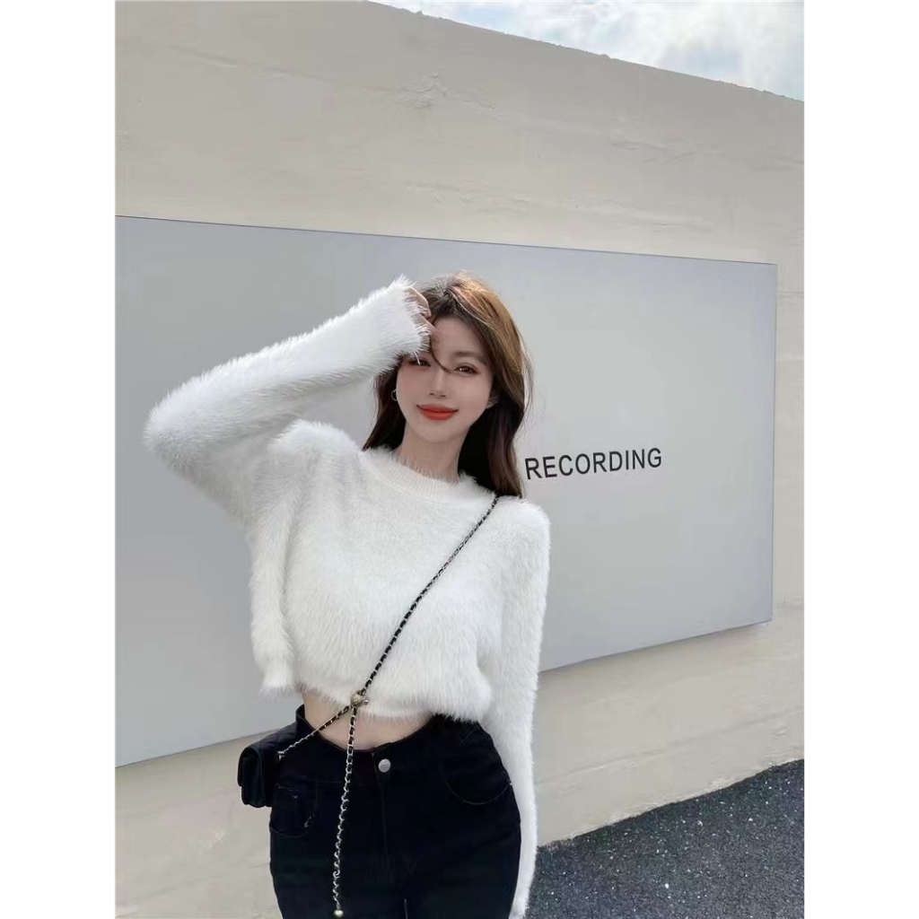 Kekinian Sweater Wanita Korea Polos Lengan Panjang Premium Casual Atasan