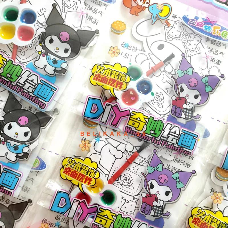 (24 SET) MAINAN DIY BELAJAR MELUKIS GAMBAR CAT AIR ANAK MOTIF SANRIO / MAINAN EDUKASI ANAK MEWARNAI DENGAN CAT AIR / DIY PAINTING KIDS / WATERCOLOR PAINTING