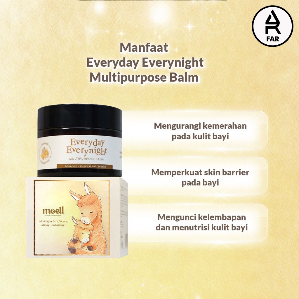 Moell Everyday Everynight Multipurpose Balm 30gram/ balm bayi / balm natural organic / balm anti ruam / balm kulit sensitif