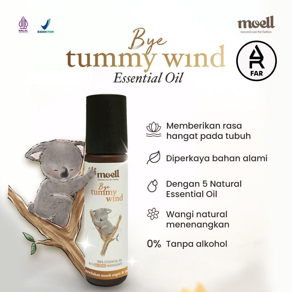 Moell Bye Tummywind Natural Essential Oil / Pereda Masuk Angin &amp; Perut Kembung / BPOM