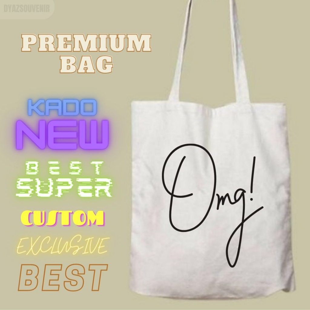 PREMIUM SIMPLE BAG SABLON CUSTOM SOUVENIR TAS TOTEBAG BLACU POLOS PREMIUM ,TAS TOTEBAG WANITA DARI K