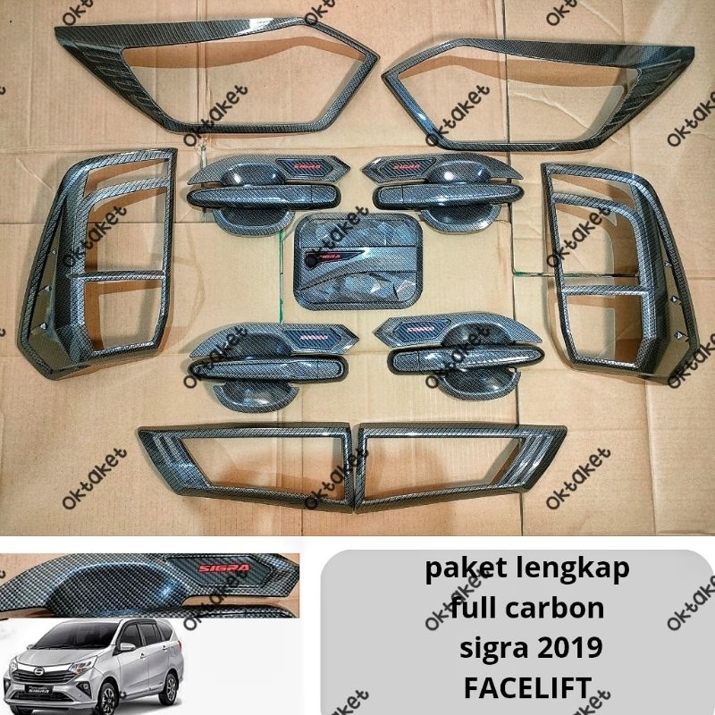 paket lengkap garnish depan belakang tank outer handle Calya sigra 2019 2020 2021 2023 facelift carbon