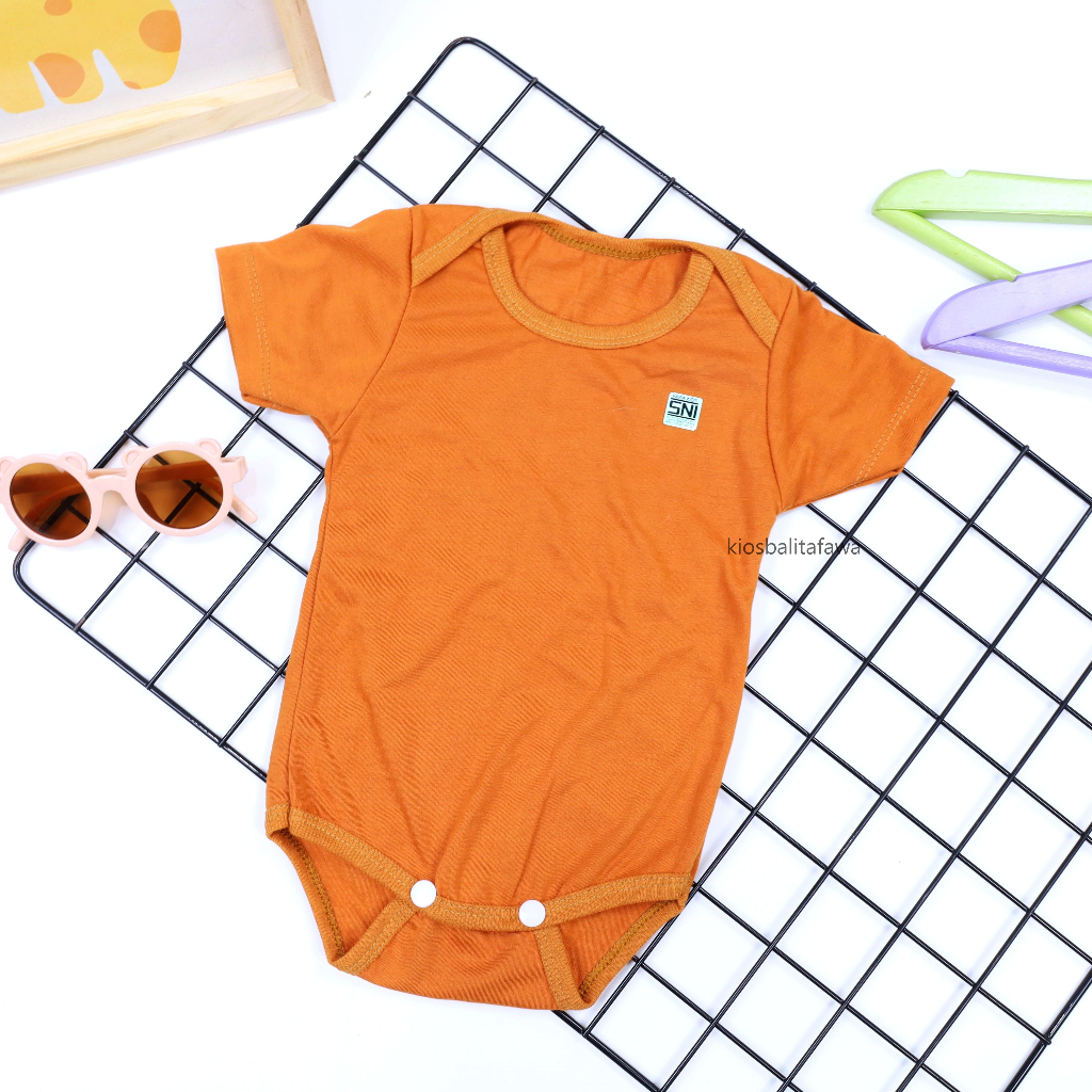 (SNI) Jumper Bayi Polos uk 0-12 Bulan / Bahan Katun Jumpsuit Baby Baru Lahir Lengan Pendek Laki Laki Perempuan Baju Anak New Born Babycinnamon