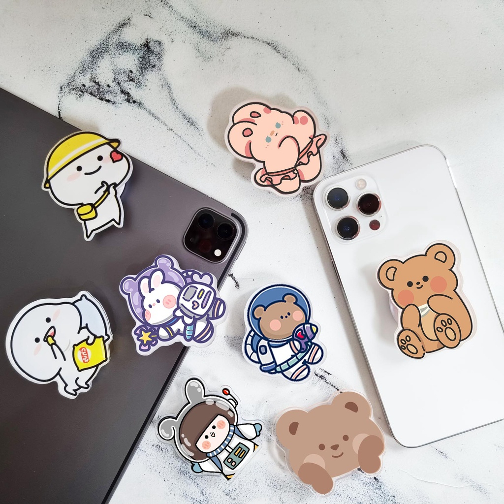 POP SOCKET AKRILIK MOTIF LUCU / PHONE HOLDER HP  / GRIPTOK ACRYLIC