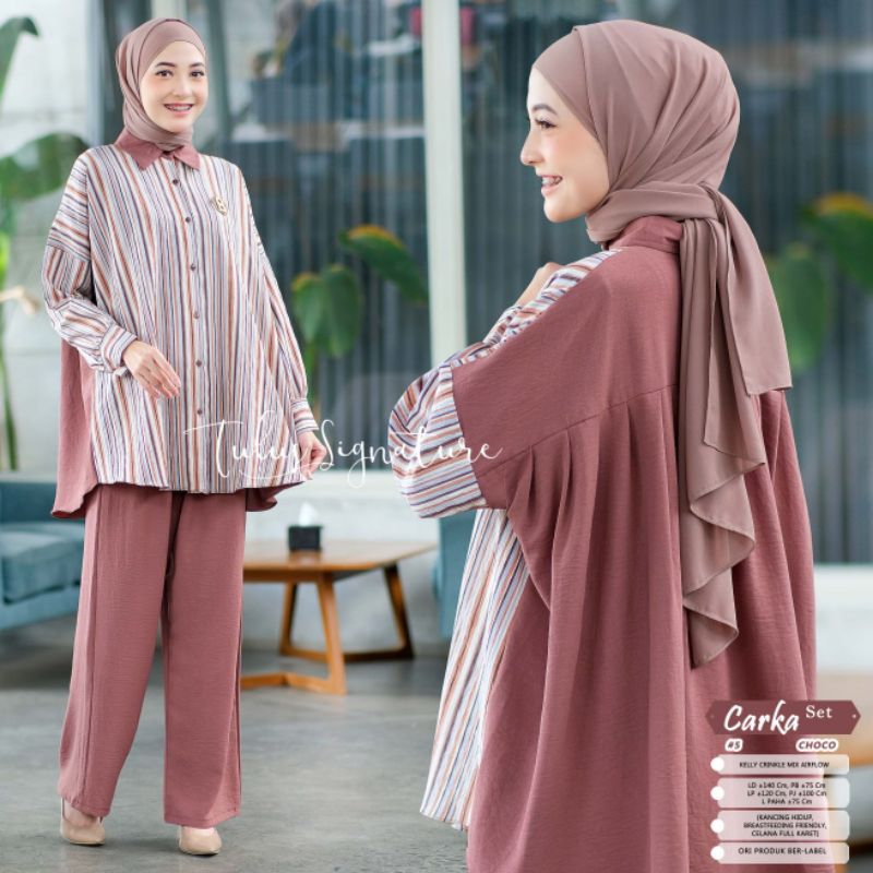 One Set Original Tulus Signature Pajamas Busui Rayon Viscose Crinkle Airflow Premium / Ulia Carka Ka