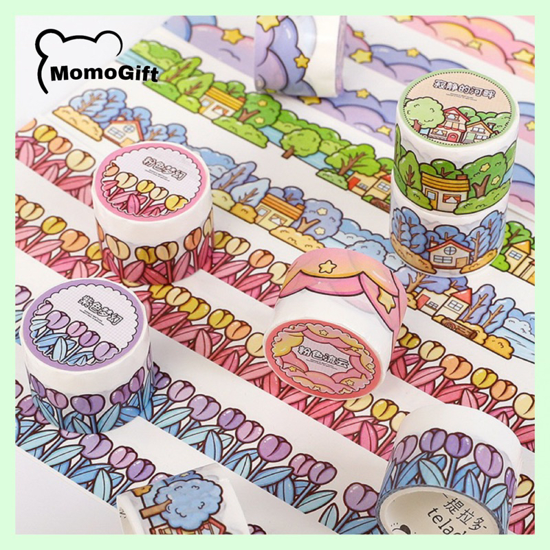 

Washitape Masking Tape Stiker Buat Dekor Buku Jurnal Frame Bertema Awan Bunga Dan Rumah TLD110