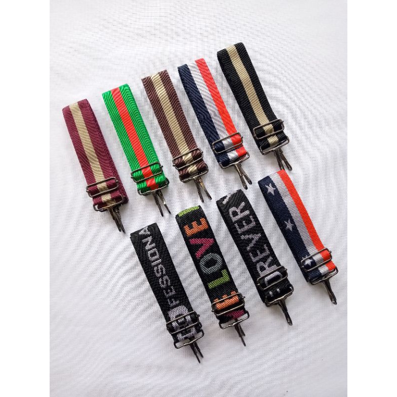 LONGSTRAP / BN38 TALI TAS SELEMPANG MOTIF UK 3,8CM CANTOLAN HITAM BAKAR