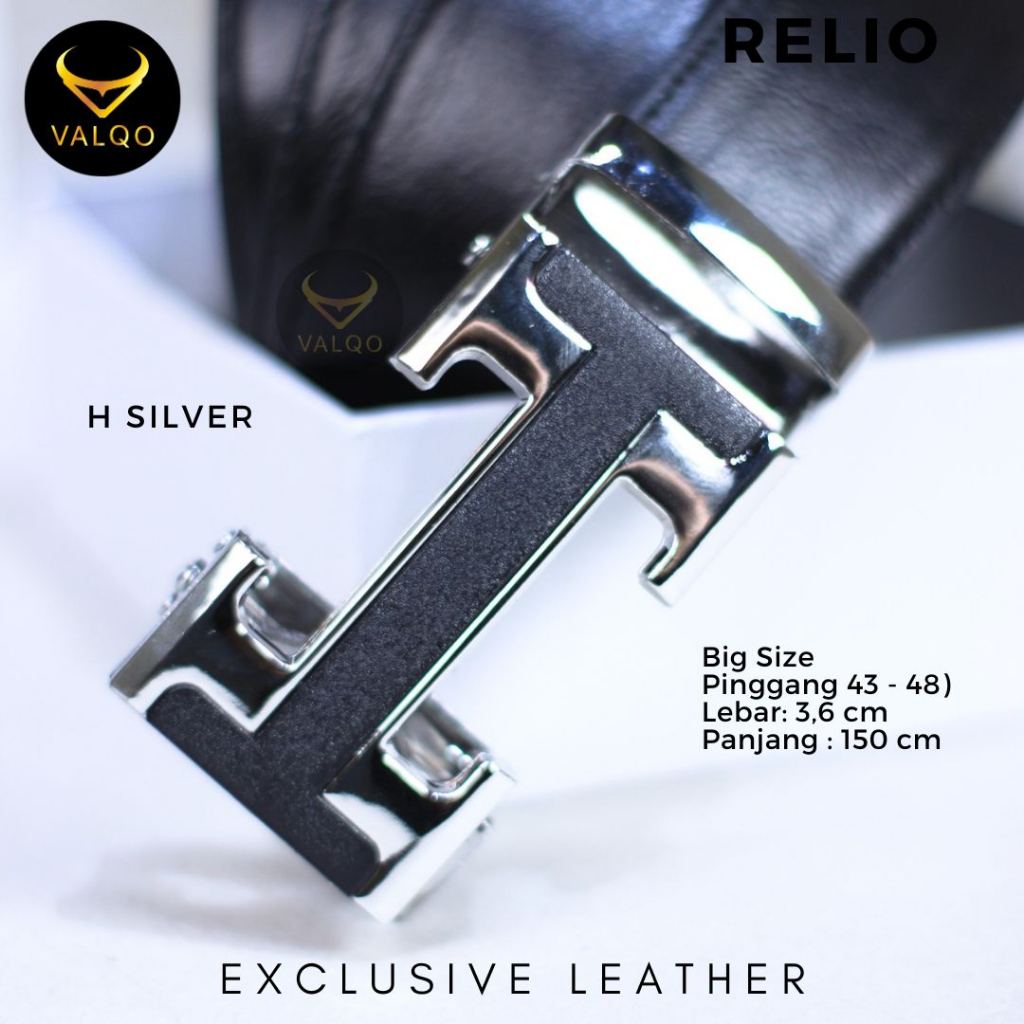 [VALQO] RELIO GESPER H 150 CM Hitam Ikat Pinggang kulit sapi Rel Sabuk Cowok Pria Ukuran Big Size