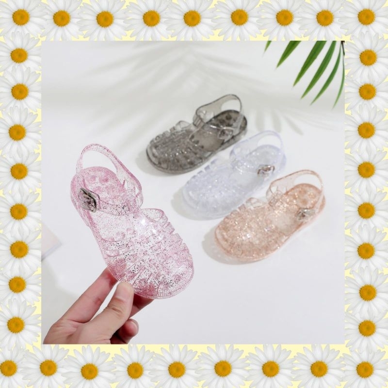 Meisha jelly glitter kids  size 22-29/jelly shoes kids/sandal anak import/sandal anak karet/sandal sepatu anak jelly/jelly shoes kids/sepatu sandal slippers/sepatu sandal couple mom and kids