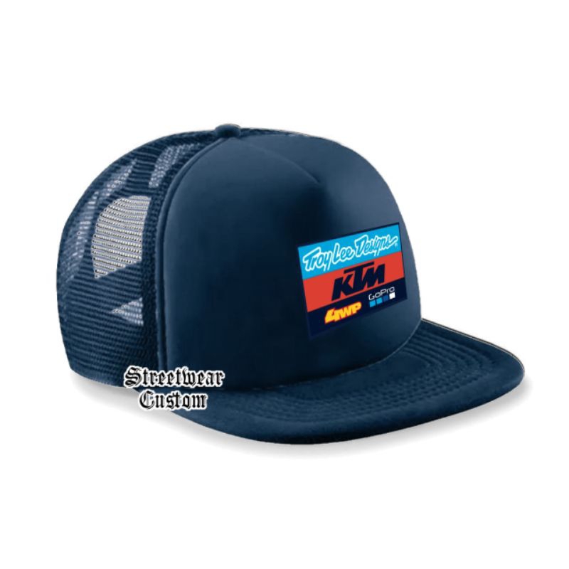 Topi Snapback Jaring Distro / Topi Snapback Trucker Premium - Topi Racing KTM TLD 4WP GOPRO TROY LEE