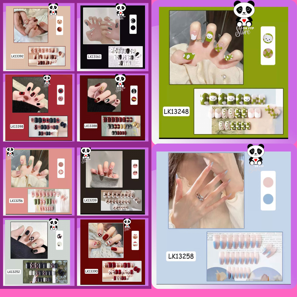 [✅bisa COD][✅Gratis LEM dan KIKIR ] (DK0093) 24pcs/set Kuku Palsu Pendek Panjang Imitasi Nail Tip Ex