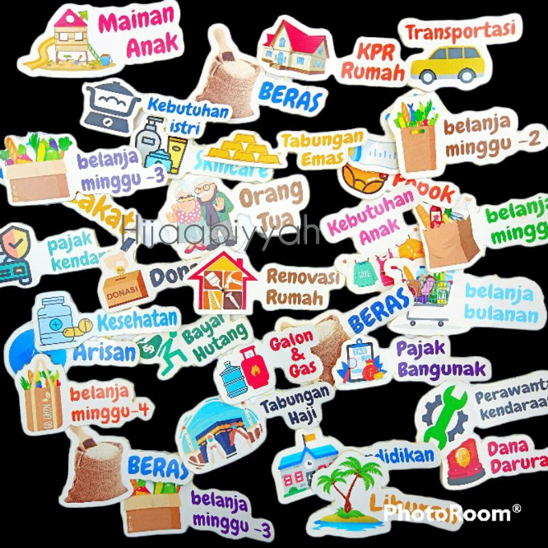 

30 Pcs Stiker Budgetting Dompet Keuangan Bulanan Unik