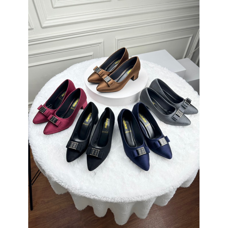 sepatu kerja wanita tapak tahu 5 cm Louisdear P115 bagan satin