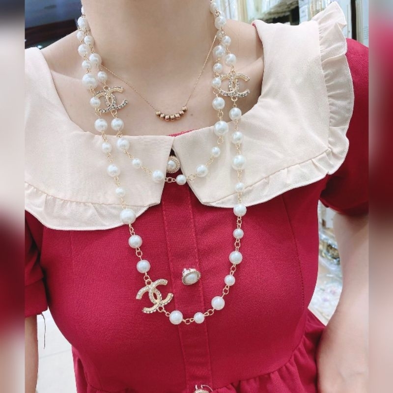 Kalung Premium mutiara Pearl anti alergi tidak karatan Necklace premium 034