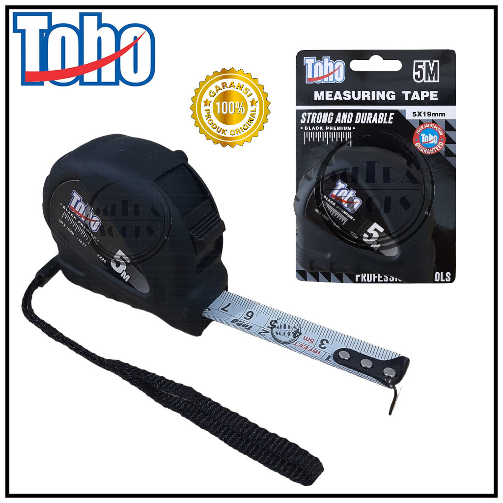 Meteran TOHO 5 Meter Black Premium / Measuring Tape / Meteran Tukang 5M 5 Mtr JetjoTools