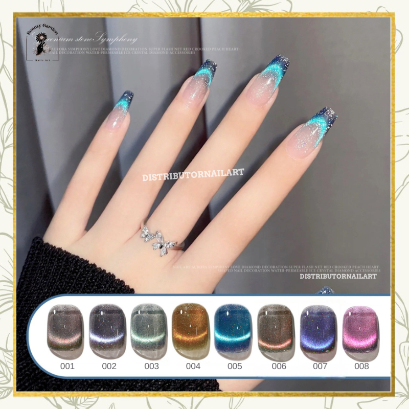 [ COD ] 8COLOUR Laser Reflektif Perancis KUTEK Dynamic CAT EYE/Gel Polish Nail Aart SOAK OFF UV/Nail Art Dream Kristal