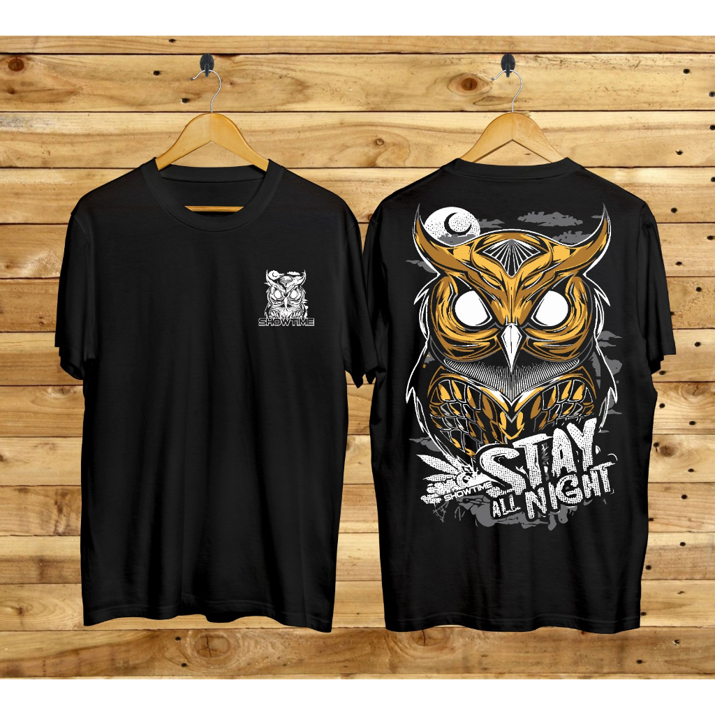 Kaos Tshirt Pria Terbaru Stay Nigth Owl Putih Samurai Jepang Distro Lengan Pendek Motif Sablon Bergambar Keren