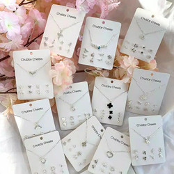 ✿ELYSABETHME✿ Satu set kalung + anting monel aksesoris lucu dan cantik