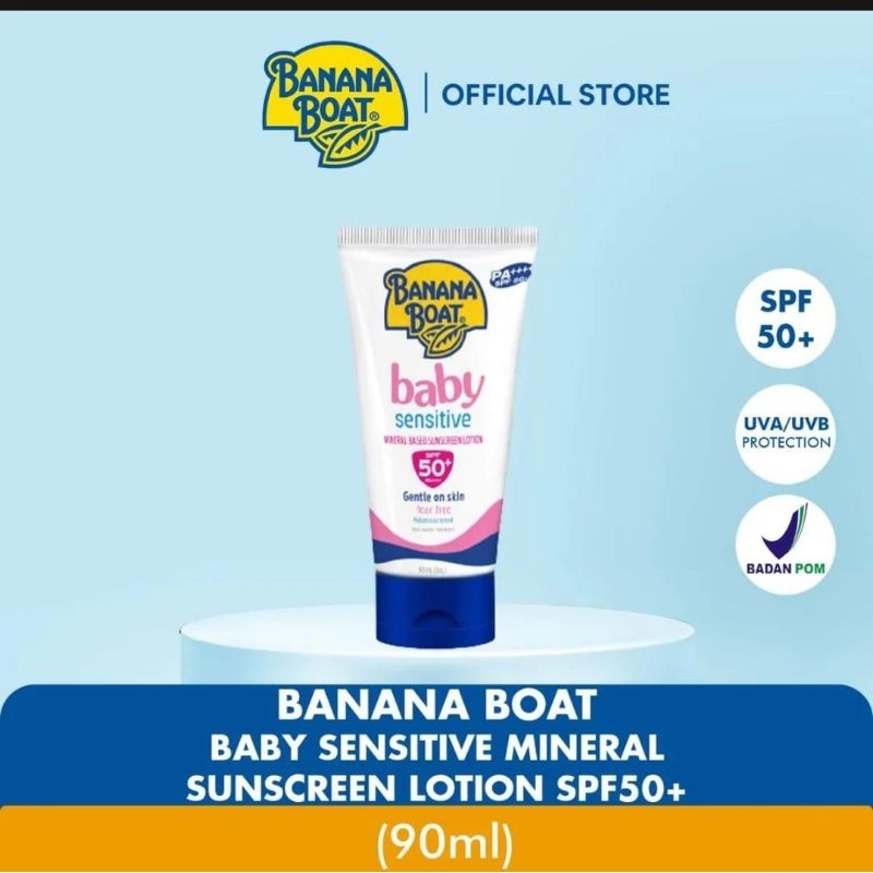 banana boat baby sensitive mineral based sunscreen lotion spf50+ 90ml