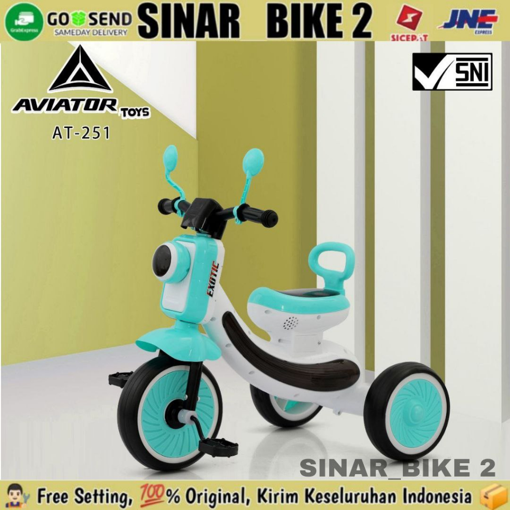 Sepeda Roda Tiga Aviator AT-251 Tricycle Anak Ada Music