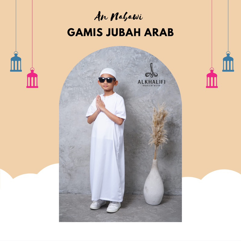 Terbaru - Qomis Koko Gamis Jubah Arab AN NABAWI - PUTIH POLOS | Koko anak bayi balita aqiqah