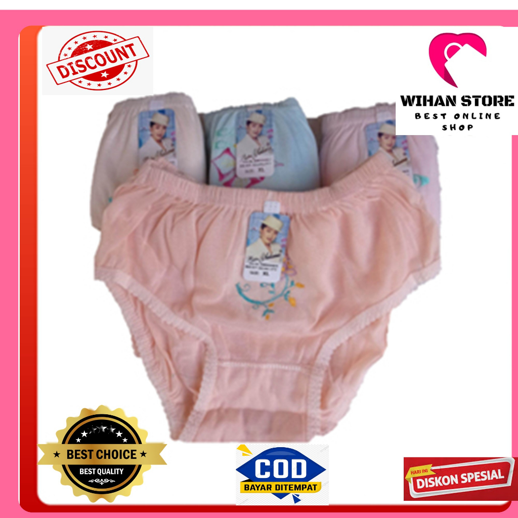6 Pcs Celana Dalam Wanita Dewasa Putri Yuliana Motif Bordir CD Pakaian Dalam Bahan Katun Tipis Adem 