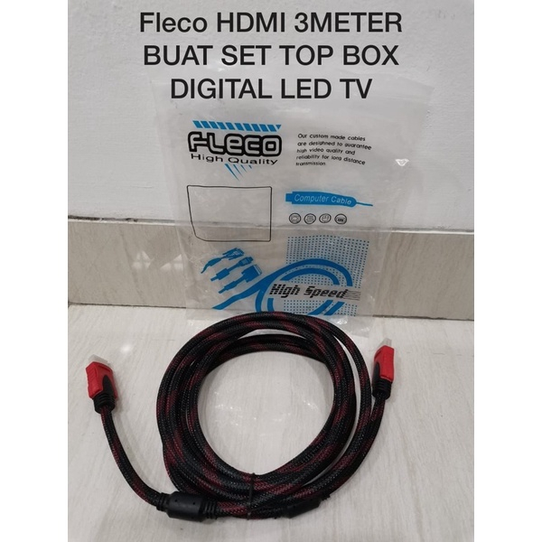 Kabel HDMI Fleco 3Meter Buat Set Top Box Digital LED TV High Speed smol