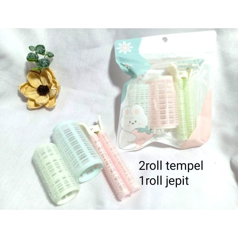 Roll Rambut 3pc|Roll Rambut Jepit|Roll Rambut Tutup|Roll Tempel