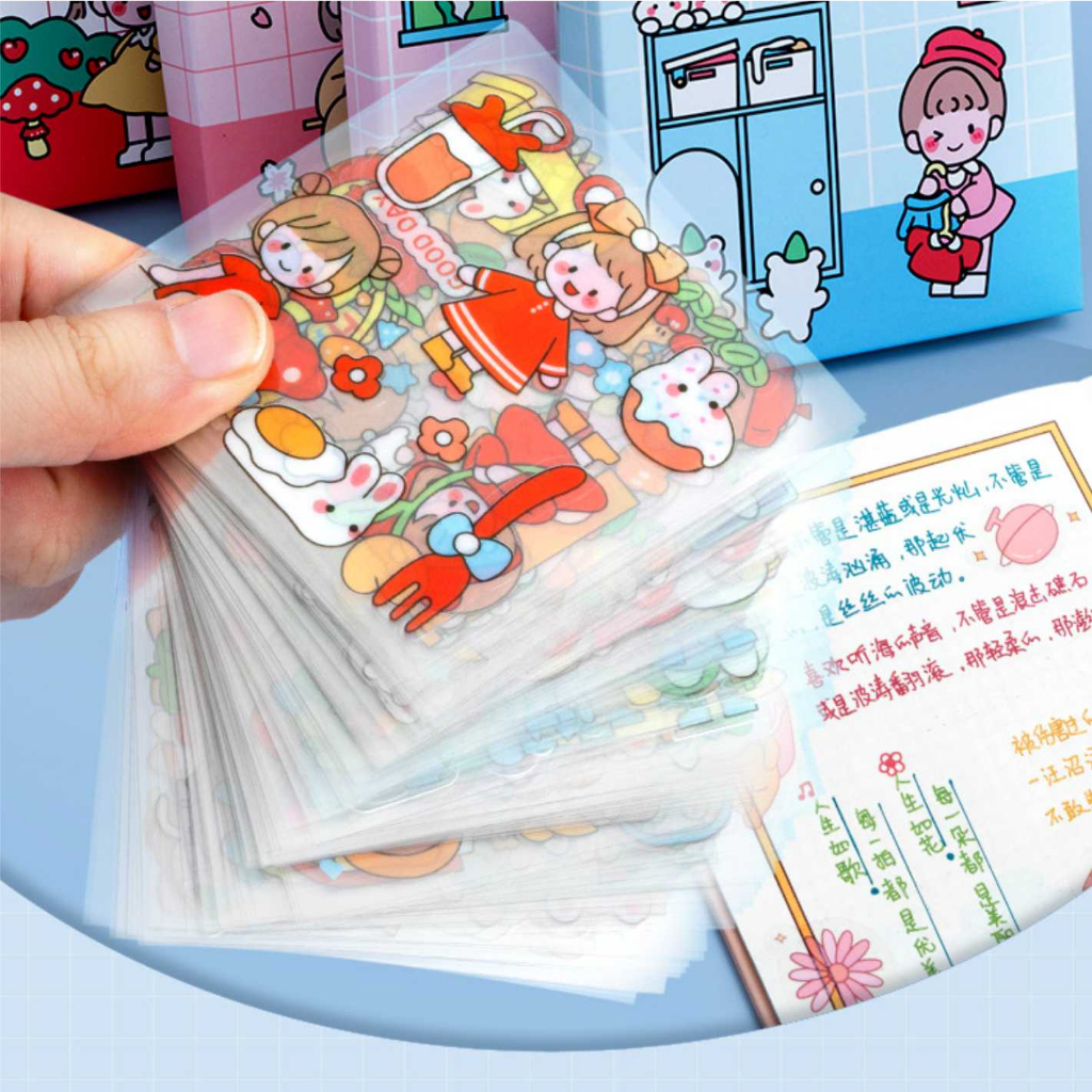 Sticker Korea Motif Lucu Kartun Dekorasi Tempel Buku Botol (Per 1 Pcs / 1 Lembar)