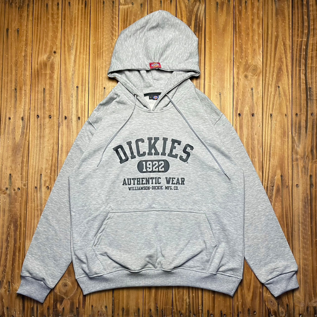 Hoodie Dickies 1922 Logo Abu Black Authentic Wear Font Sablon &amp; Fulltag - Banyak Varian Warna Dickies Premium Quality