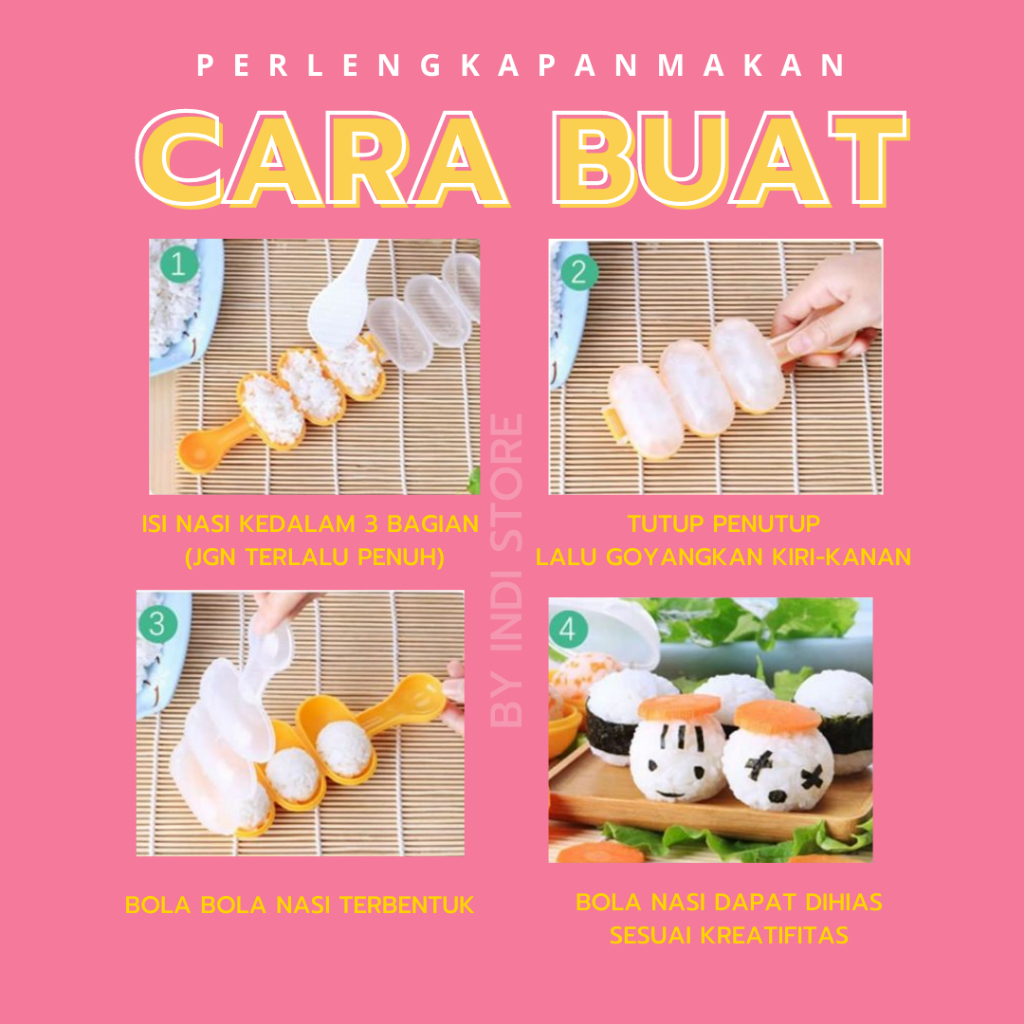 Cetakan Nasi Bulat Bola Gulung Plus Centong / Rice Ball Shaker Bento / Cetak Nasi Bola