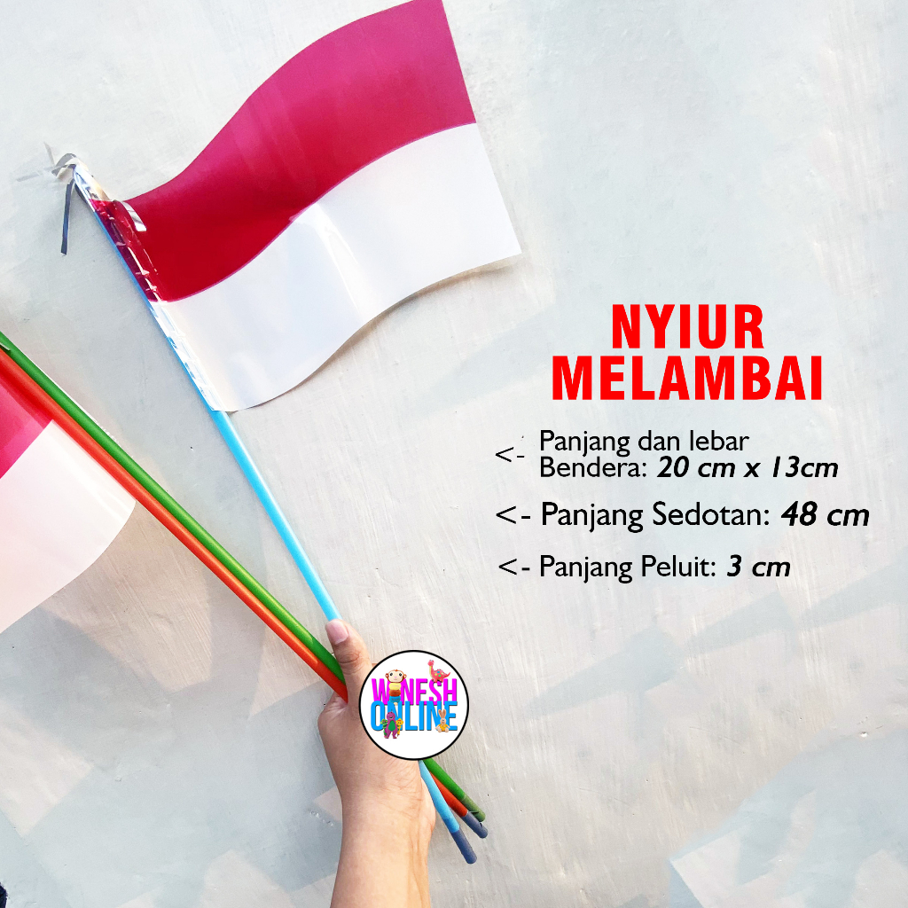 1Kg 5 Pack Bendera Merah Putih Kotak Persegi Tiang Sedotan  + Peluit 1 Pack isi 20