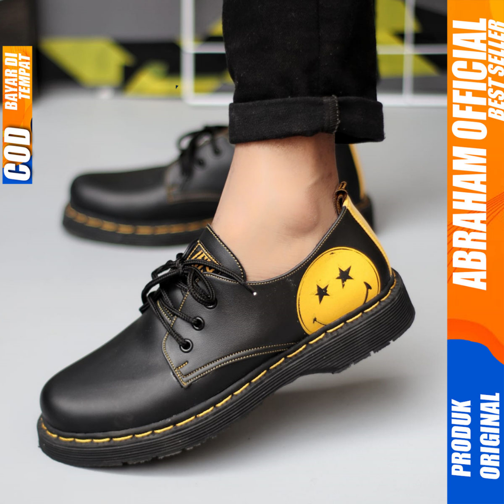 Sepatu Formal Docmart Low Boots Casual Pantofel Kerja Hitam Pria
