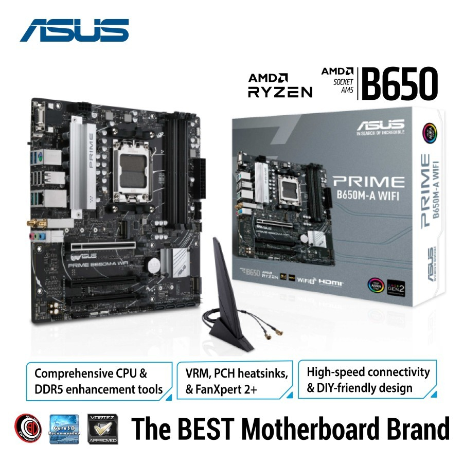 ASUS PRIME B650M-A WIFI | AM5, AMD B650, DDR5, USB3.2 Type-C, SATA3