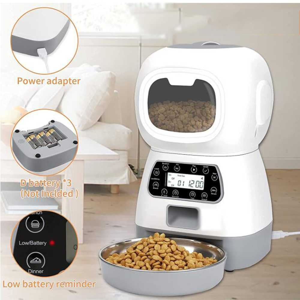 Tempat Makan Hewan Peliharaan Anjing Kucing Otomatis Pet Food Dispenser 3.5L