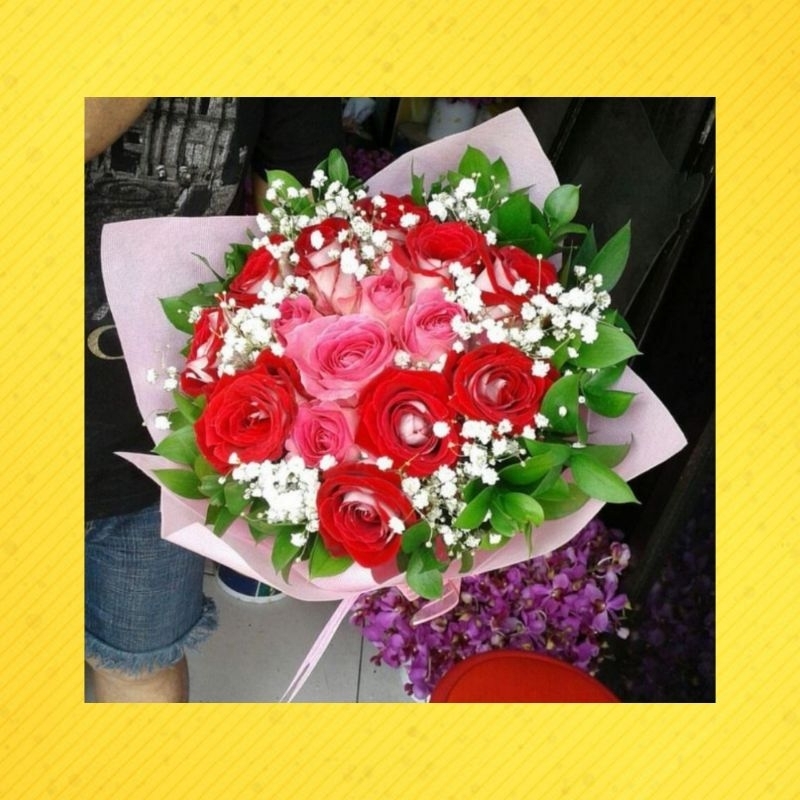 BOUQUET BUNGA MAWAR ASLI IMPORT 20 TANGKAI