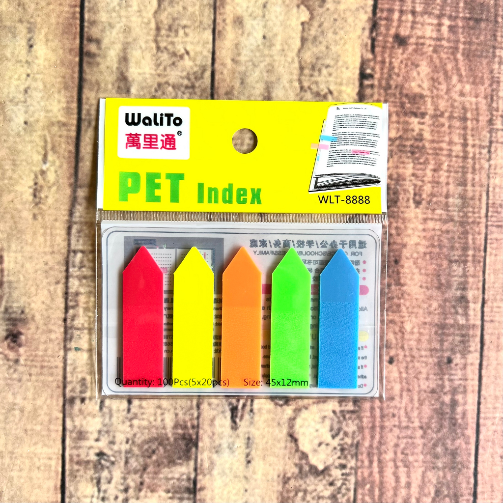 Sticky Note PET Transparant - Stick WLT-8888 Arrow - Stick Note Panah 45 x 12mm  - Book Marker Panah