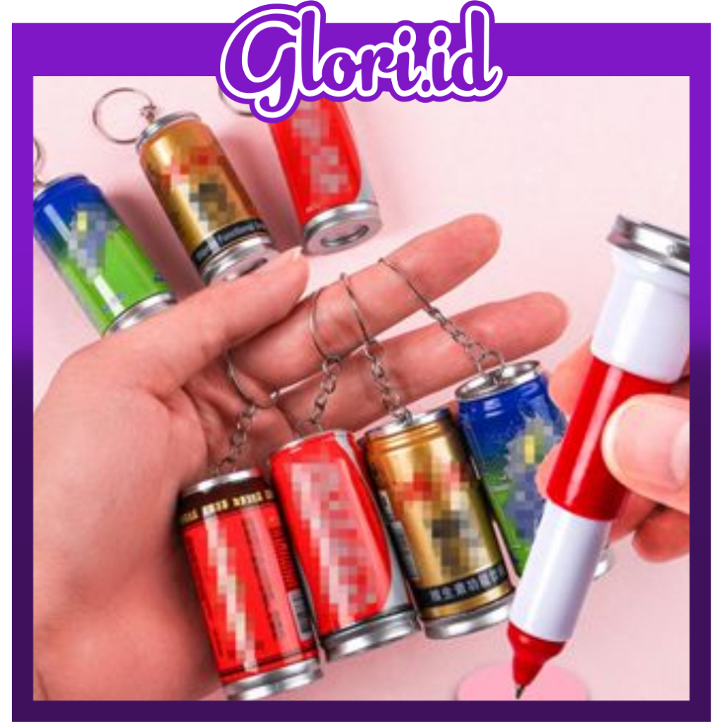 

GLORI.ID Gantungan Kunci Minuman Kaleng 2 IN 1 Pena Bentuk Minuman Pulpen Botol Minuman Gantungan Keychain Murah Import S054