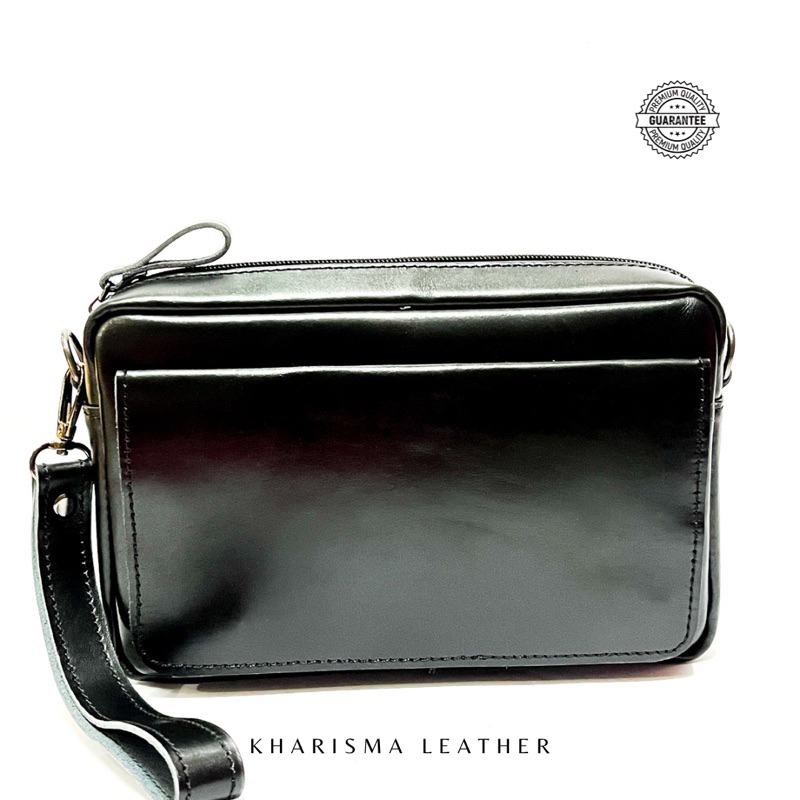 Kharisma Leather Tas Kulit Asli Garut Terbaru Handbag Kulit Unisex Model Handbag PU Fleksibel untuk 