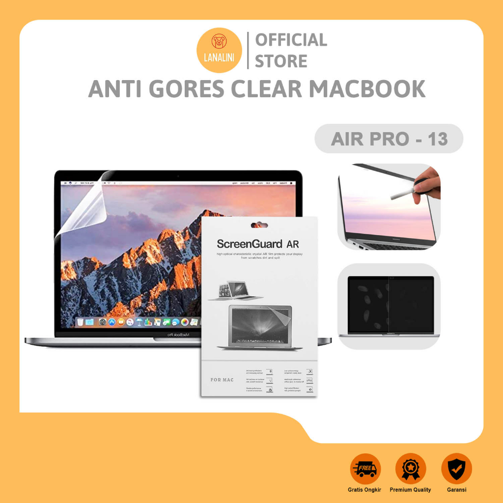 Anti Gores Pelindung Layar Screen Guard Anti Radiasi Protector Transparan Clear HD MacBook New Air Pro Retina 12 13 13.3 14 15 16 2017 2018 2019 2020 2021 A1932 A2179 A2337 A2681 A1706 A1708 A1989 A2159 A2251 A2289 A2338