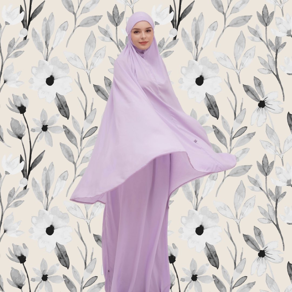 Mukena Travel Giggles - Faith Lavender | Mukena Katun Rayon Polos