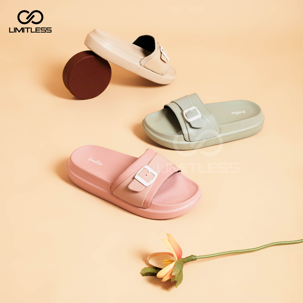 Sandal Slop Wanita RUBY Korean Style Sendal Cewek Slip On Terbaru Sol Tebal Casual Wedges Selop Rumah Wanita RIngan EMpuk