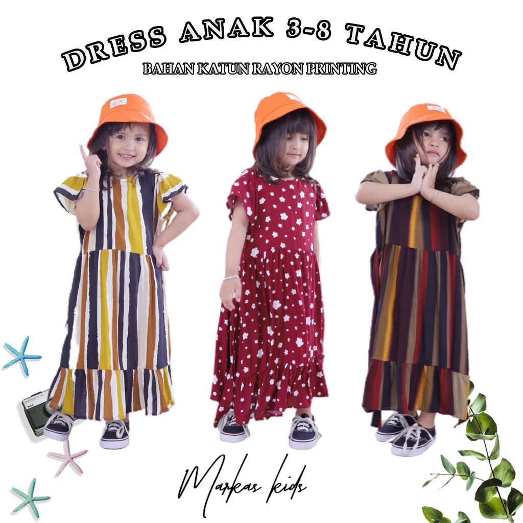 MARKASKIDS dress anak katun kekinian dress baju dress setelan baru