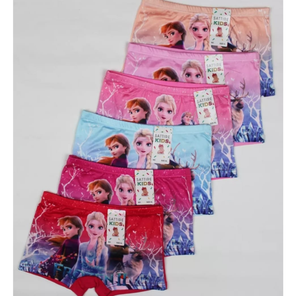 LUSINAN | Celana Dalam BOXER anak PEREMPUAN Motif FROZEN / CD Dalaman BALITA / SHORT anak Cewek IMPORT MURAH