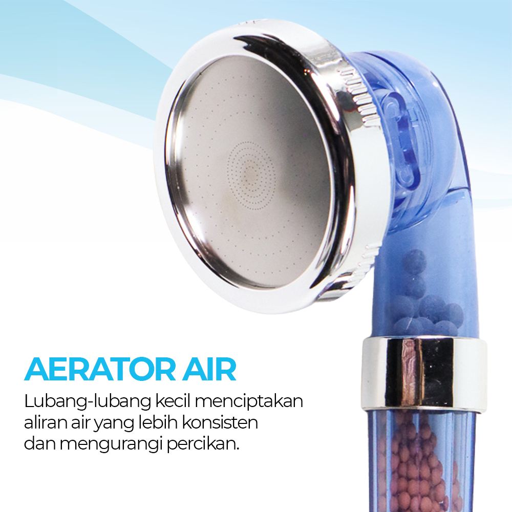 Kepala Shower Filter Aerator - (Selang+KepalaShowerBiru)