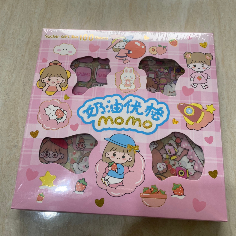 STIKER MOMO ISI 100pcs MOTIF KEMASAN BOX