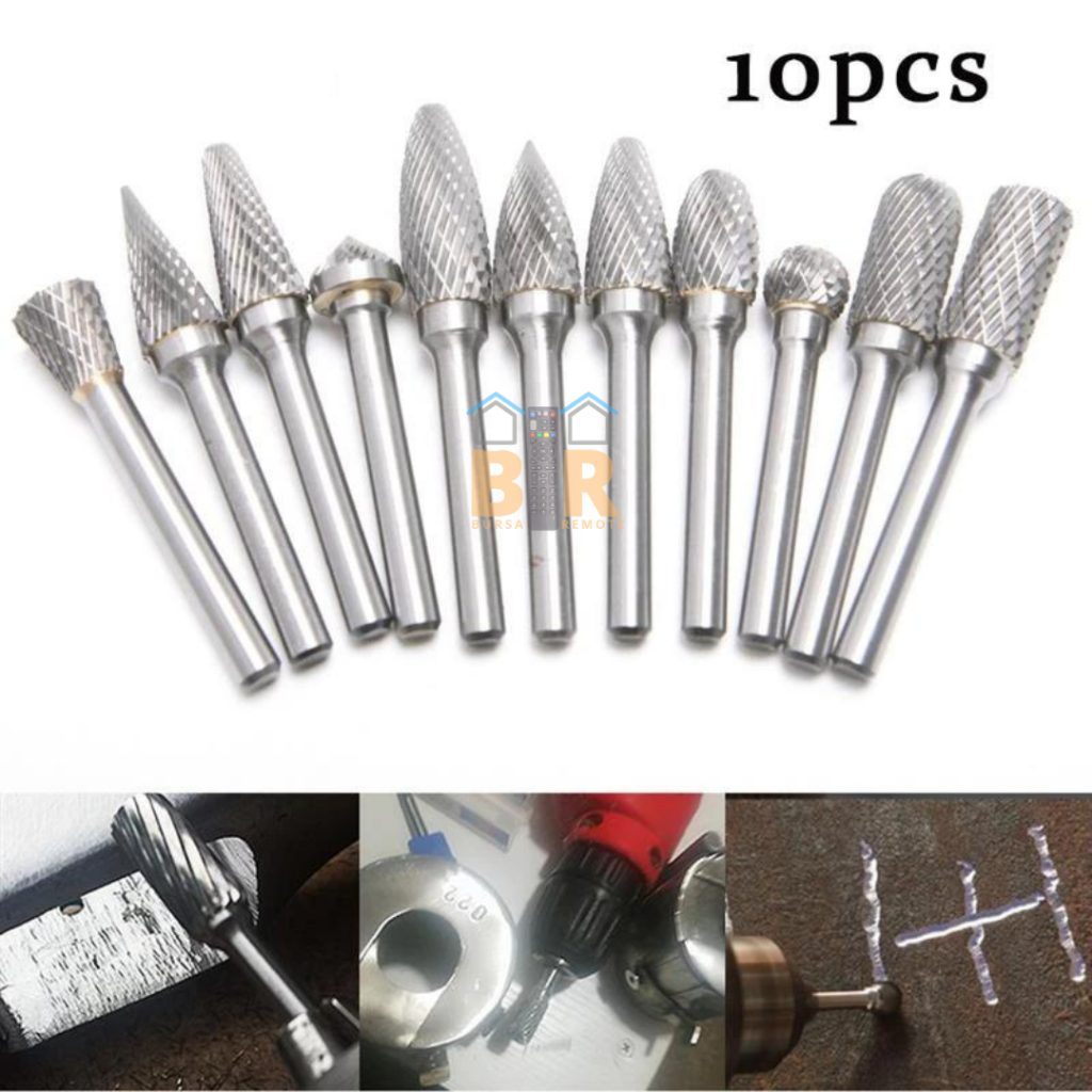 Mata Bor Tuner Rotary Burr Tungsten Carbide Mini Grinder Drill Cuner 1 SET 10 PCS