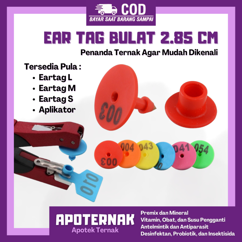 EAR TAG BULAT (Isi 100 Pcs) | Round Eartag | Eartag Kambing | Ear Tag Domba | Ear Tag Babi | Ear Tag Kelinci