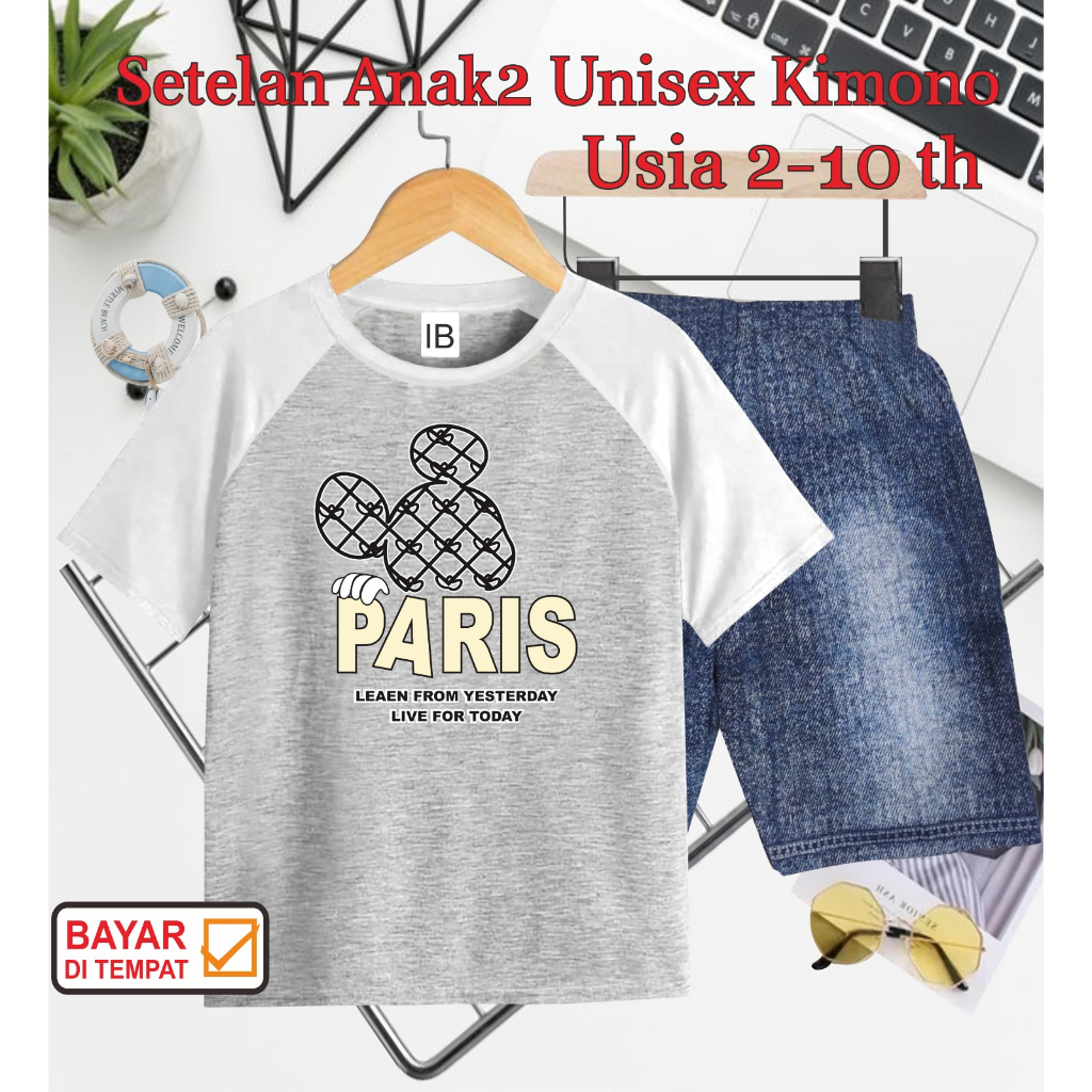 ((IB))SETELAN ANAK2 UNISEX KIMONO SEMI JEANS/PARIS DIGITAL SABLON