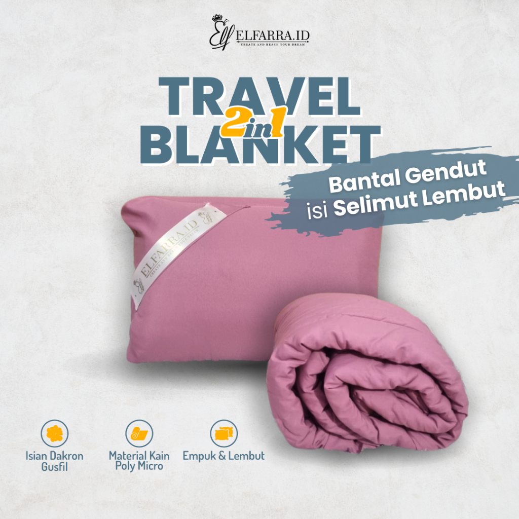 ELFARRA | Balmut Bantal Selimut 2in1 Travel | Bantal Selimut Travelling | Blanket DARK SERIES